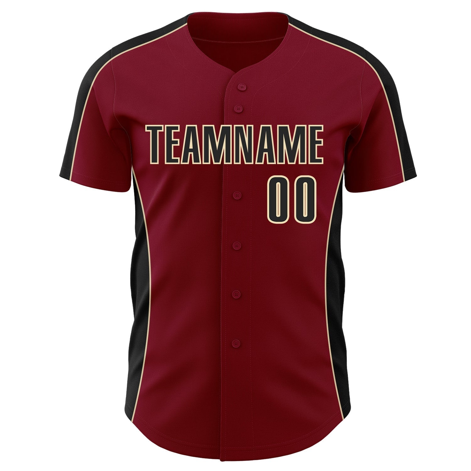 Custom Crimson Black-Cream Classic Color Block Side Panel Stripe Authentic Baseball Jersey baseball jersey product view 2