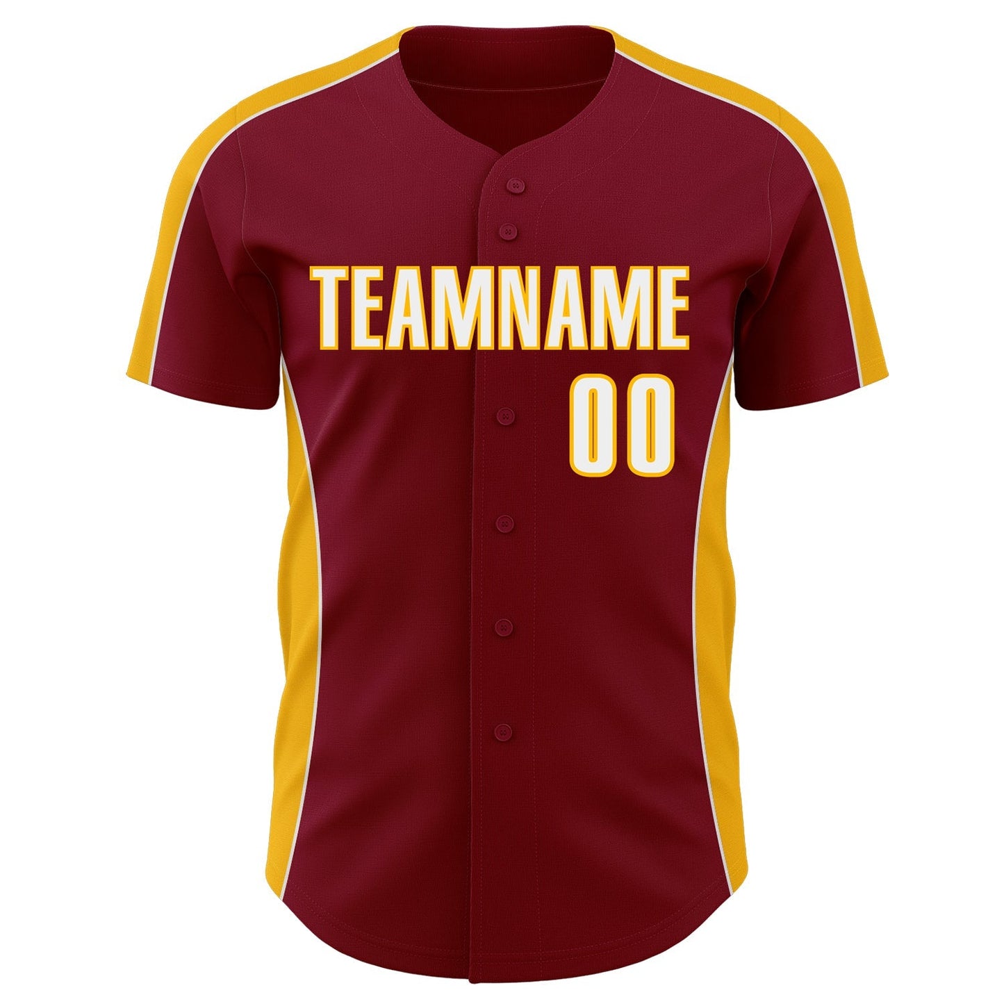 Custom Crimson White-Gold Classic Color Block Side Panel Stripe Authentic Baseball Jersey baseball jersey product view 2