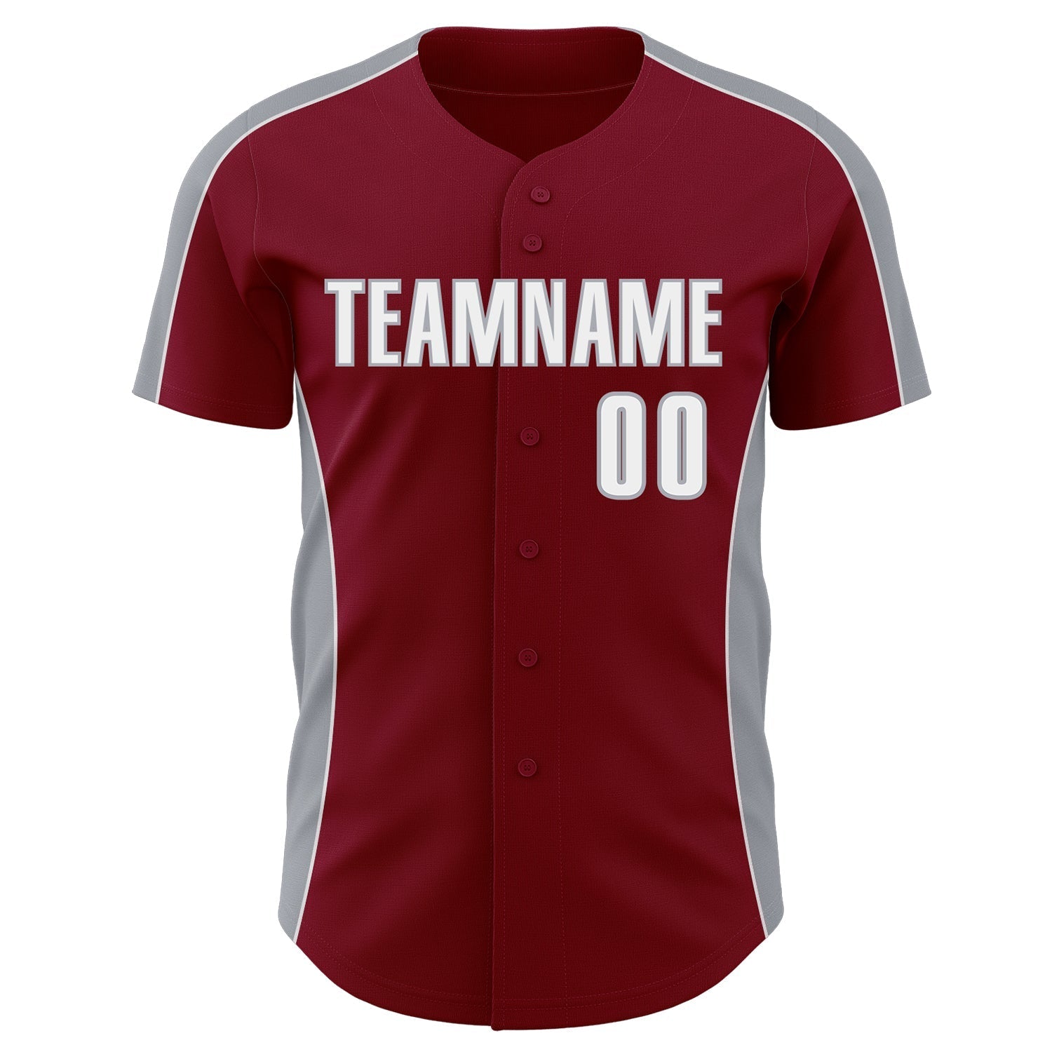 Custom Crimson White-Gray Classic Color Block Side Panel Stripe Authentic Baseball Jersey baseball jersey product view 2