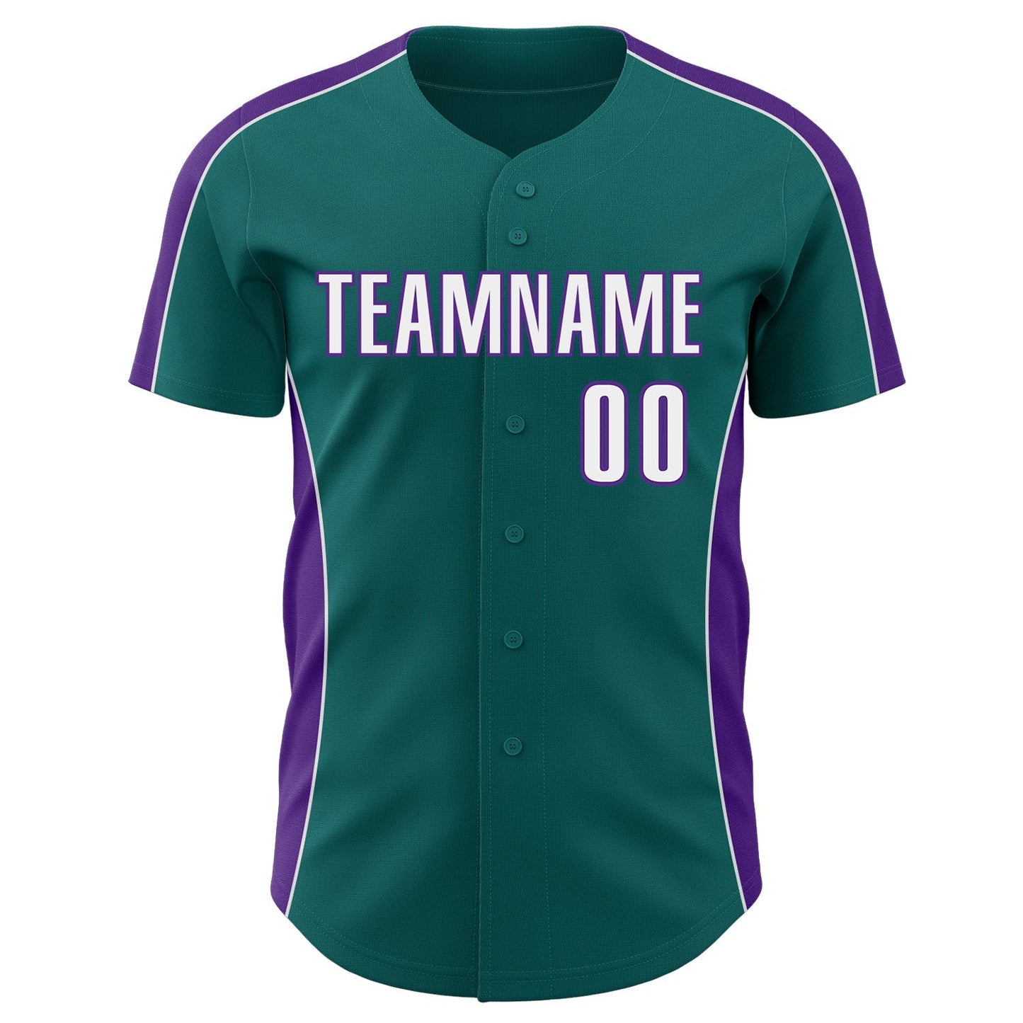 Custom Teal White-Purple Classic Color Block Side Panel Stripe Authentic Baseball Jersey baseball jersey product view 2