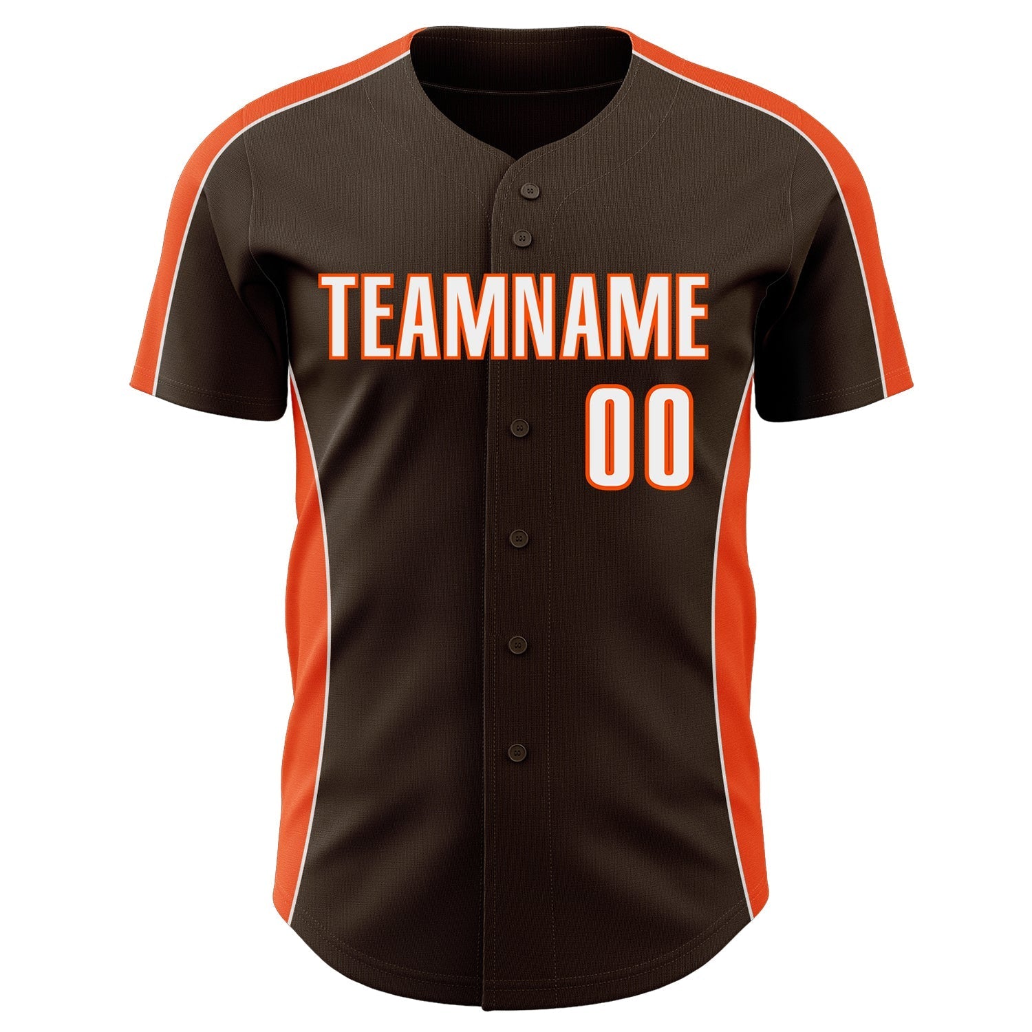 Custom Brown White-Orange Classic Color Block Side Panel Stripe Authentic Baseball Jersey baseball jersey product view 2