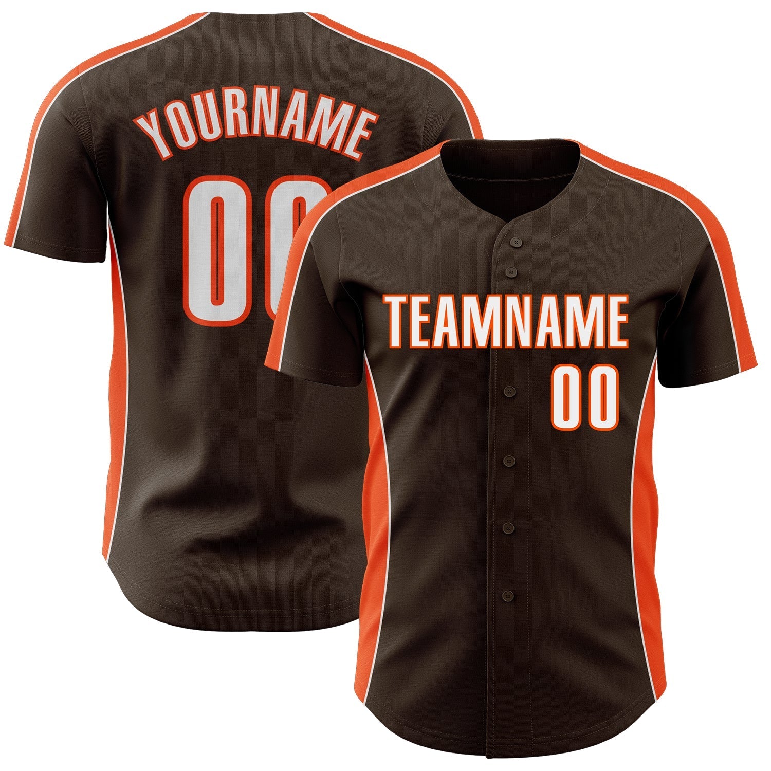 Custom Brown White-Orange Classic Color Block Side Panel Stripe Authentic Baseball Jersey baseball jersey product view 1