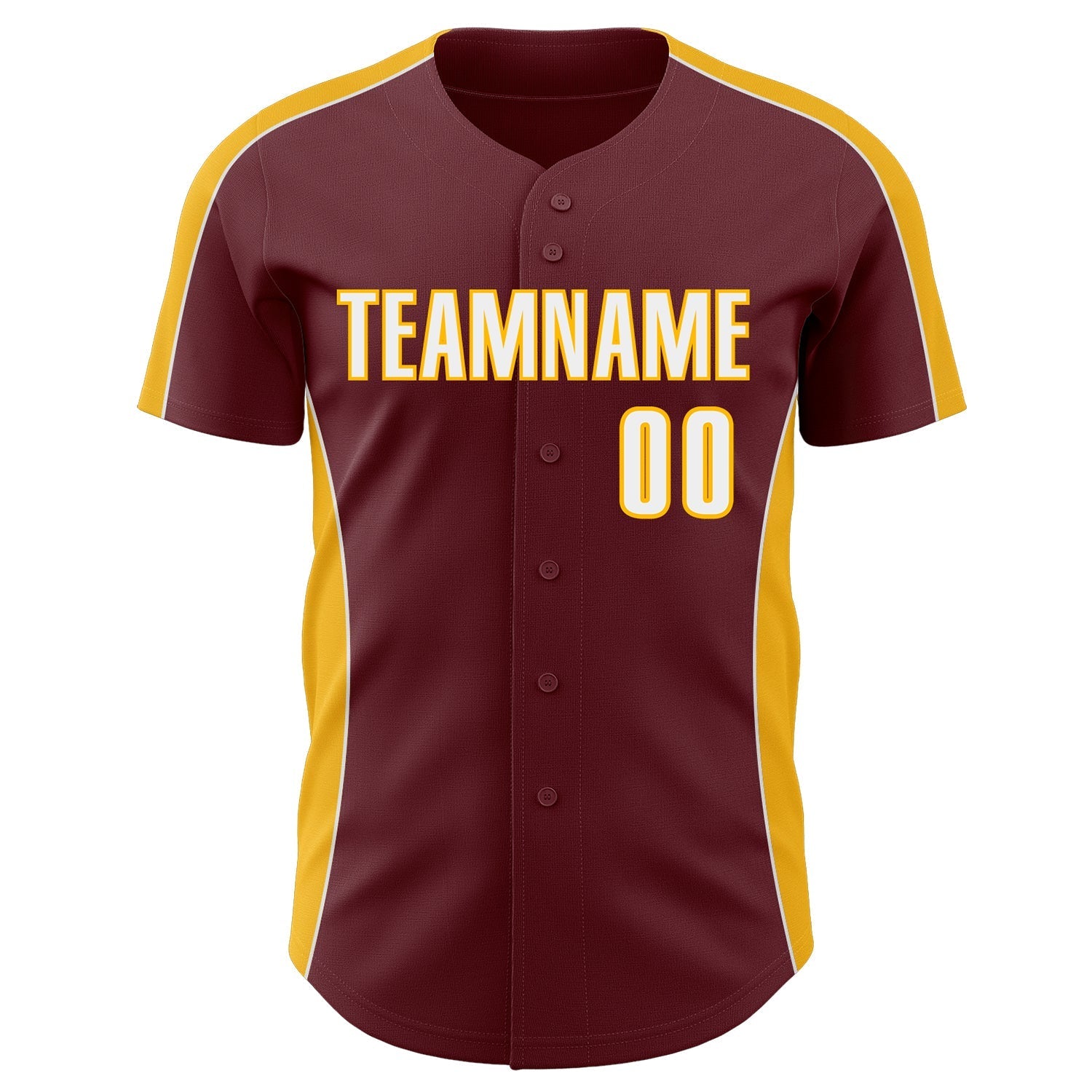 Custom Burgundy White-Gold Classic Color Block Side Panel Stripe Authentic Baseball Jersey baseball jersey product view 2
