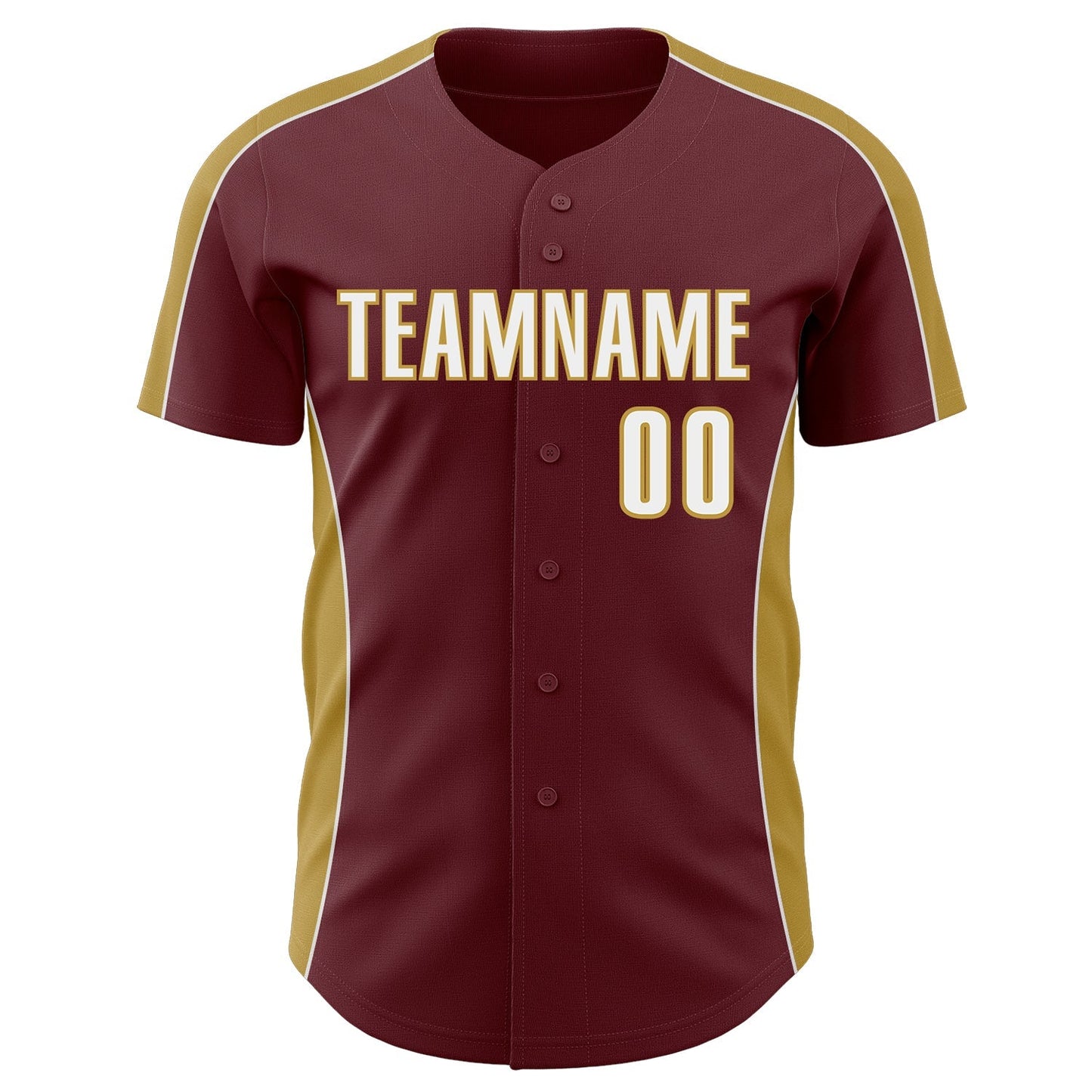 Custom Burgundy White-Old Gold Classic Color Block Side Panel Stripe Authentic Baseball Jersey baseball jersey product view 2