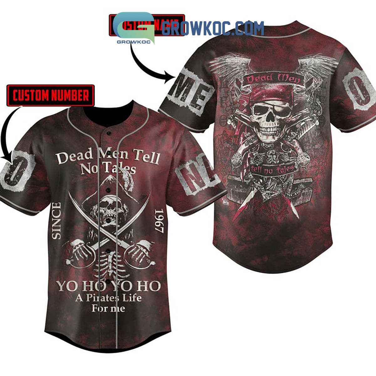 Pirates of the Caribbean Dead Men Tell No Tales Personalized Baseball Jersey baseball jersey product view 1