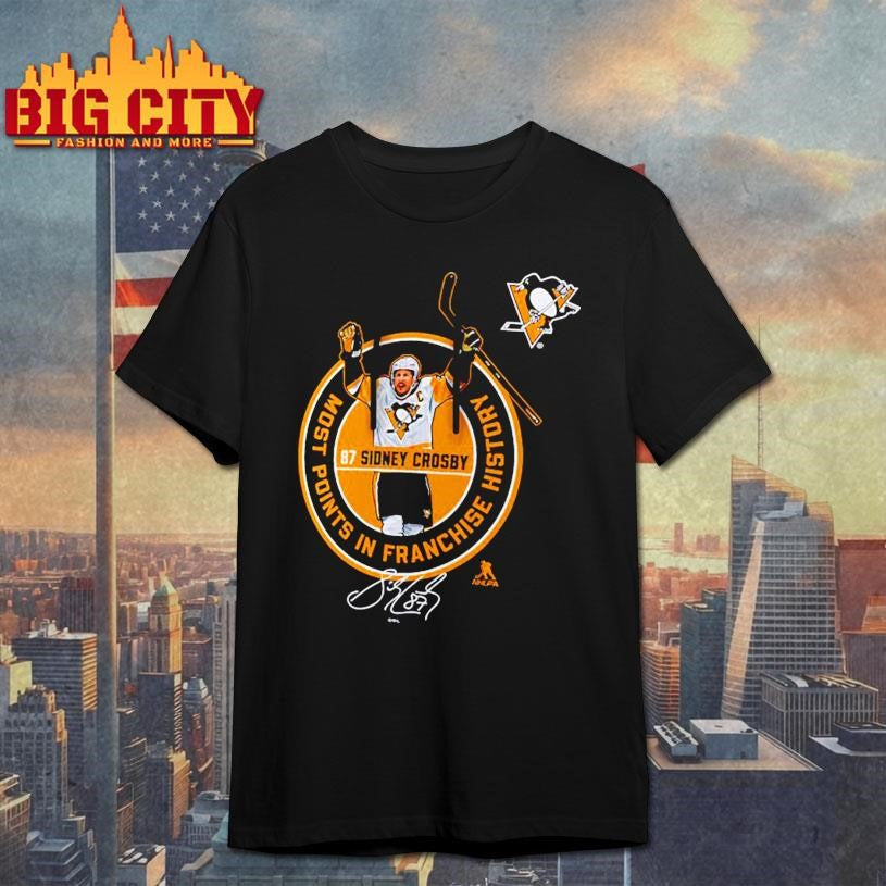 Pittsburgh Penguins Sidney Crosby Most Points in Franchise History Signature Shirt Unisex T-shirt, Sweatshirt, Hoodie, Long Sleeve Tee - T-Shirt, Sweatshirt, Hoodie
