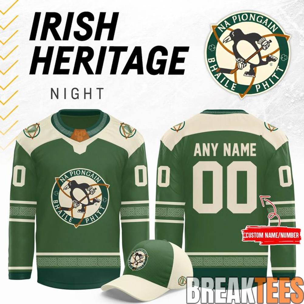 Pittsburgh Penguins x Irish Heritage Night Custom Hockey Jersey Unisex T-shirt, Sweatshirt, Hoodie, Long Sleeve Tee - T-Shirt, Sweatshirt, Hoodie
