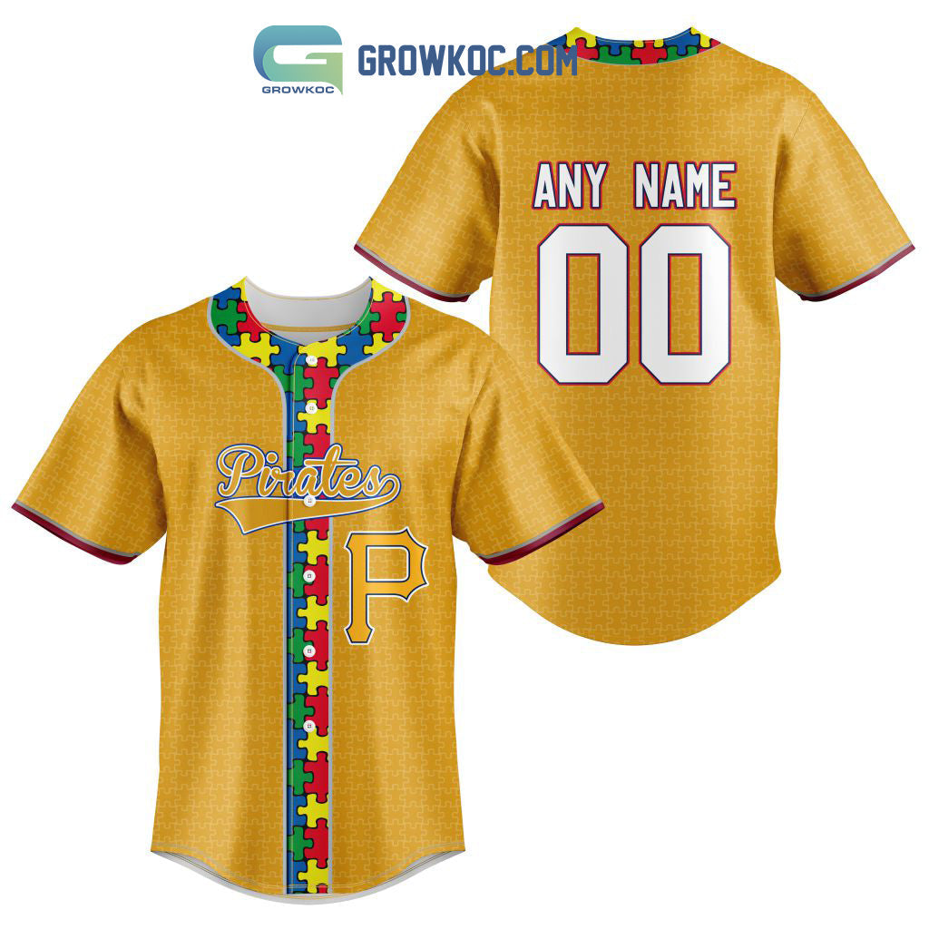 Pittsburgh Pirates MLB Fearless Against Autism Personalized Baseball Jersey baseball jersey product view 1