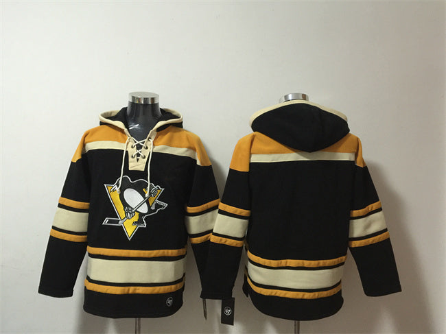 Pittsburgh Penguins Blank Black Lace-Up Pullover Hoodie Hockey Jersey hockey jersey product view 1