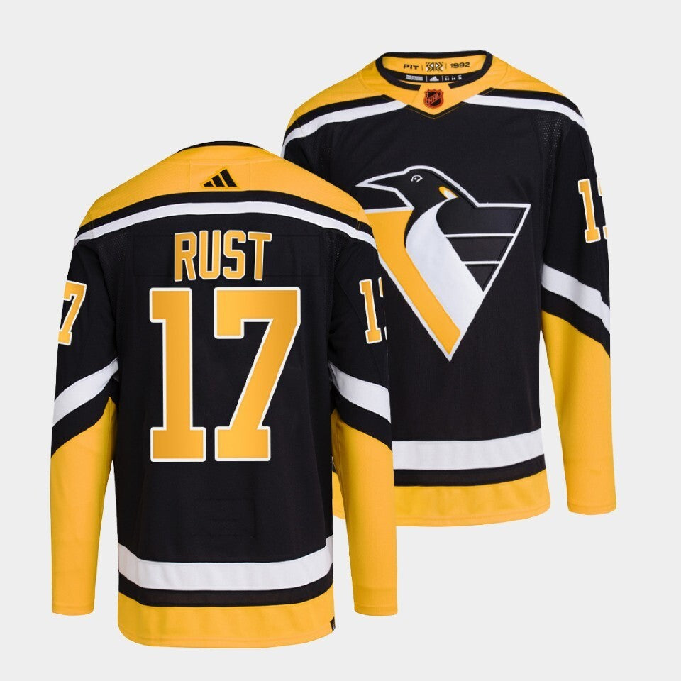 Pittsburgh Penguins #17 bryan-rust-black-2022reverse-retro-2.0-authentic-primegreen-jersey hockey jersey product view 1