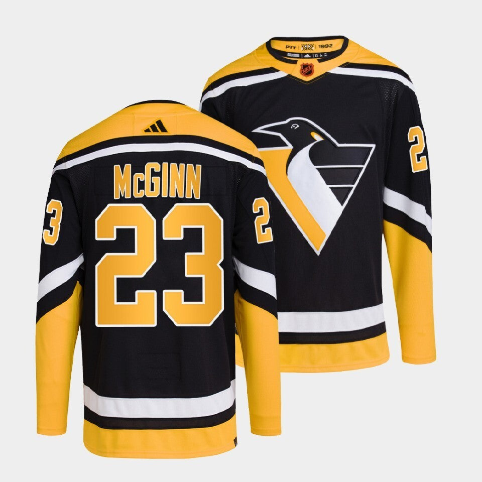 Pittsburgh Penguins #23 brock-mcginn-black-2022reverse-retro-2.0-authentic-primegreen-jersey hockey jersey product view 1