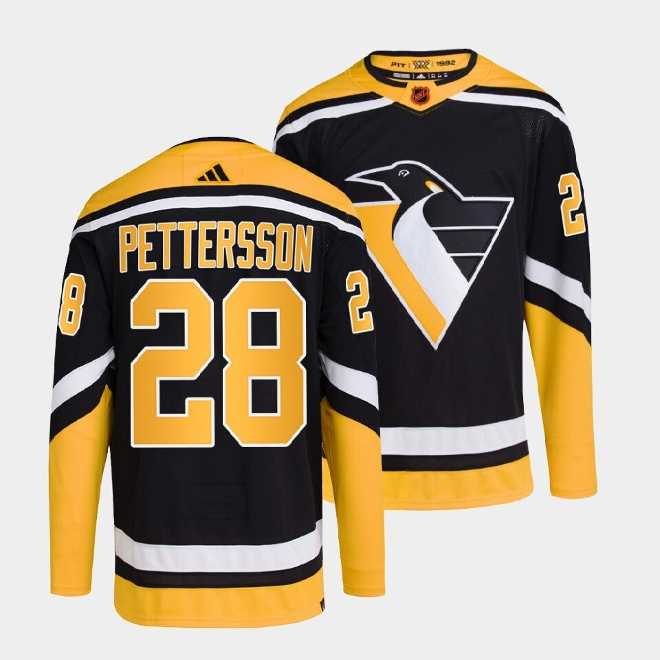 Pittsburgh Penguins #28 marcus-pettersson-black-2022reverse-retro-2.0-authentic-primegreen-jersey hockey jersey product view 1