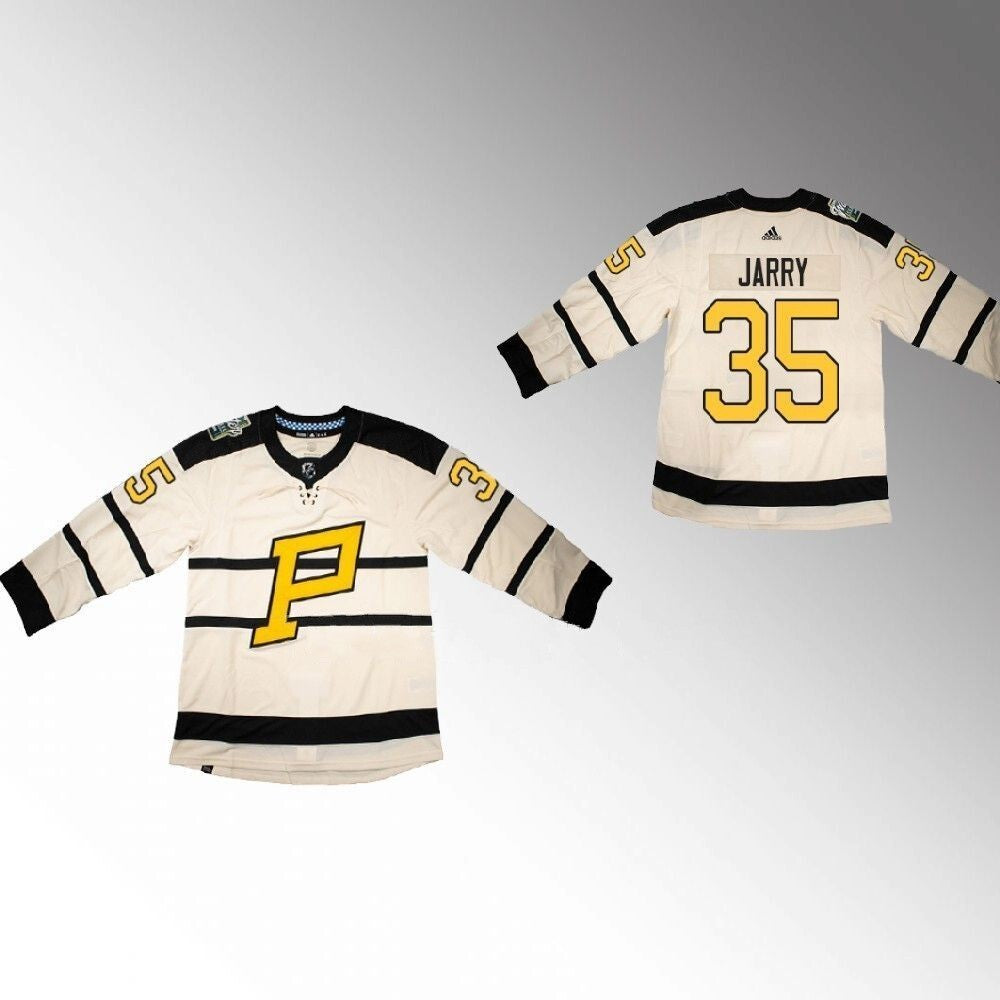 Pittsburgh Penguins #35 Tristan Jarry 2023 Winter Classic Primegreen Cream Jersey Hockey Jersey hockey jersey product view 1