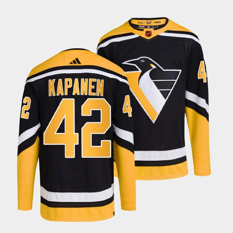 Pittsburgh Penguins #42 kasperi-kapanen-black-2022reverse-retro-2.0-authentic-primegreen-jersey hockey jersey product view 1