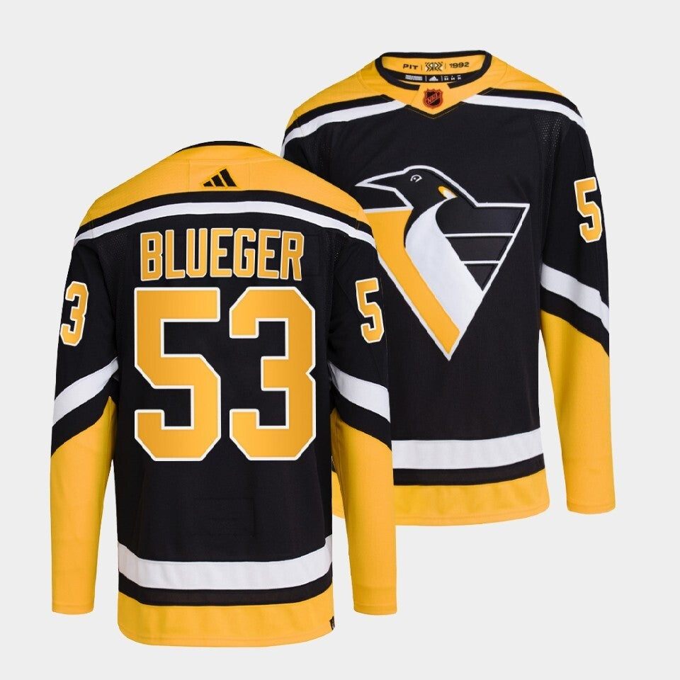 Pittsburgh Penguins #53 teddy-blueger-black-2022reverse-retro-2.0-authentic-primegreen-jersey hockey jersey product view 1