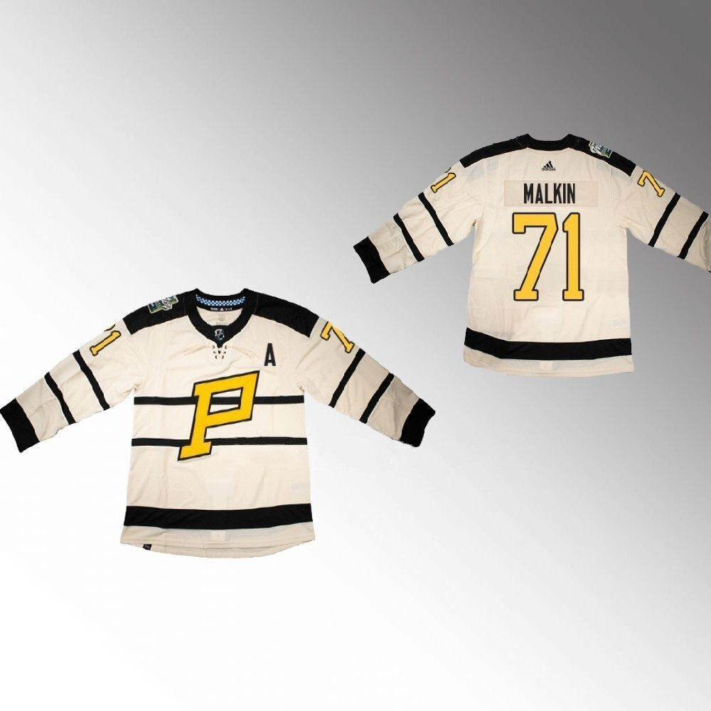 Pittsburgh Penguins #71 Evgeni Malkin 2023 Winter Classic Primegreen Cream Jersey Style 1 Hockey Jersey hockey jersey product view 1