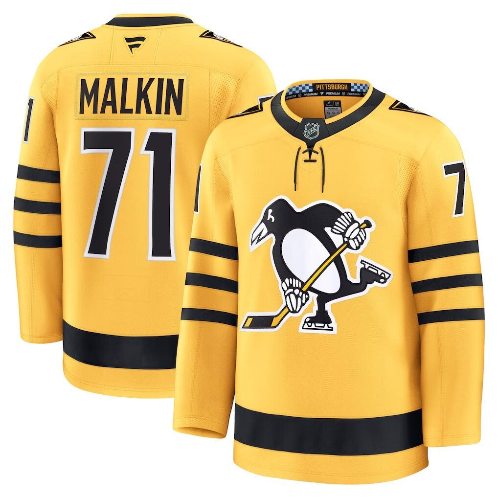 Pittsburgh Penguins #71 Evgeni Malkin Alternate Premium Player Jersey - Gold Hockey Jersey hockey jersey product view 1