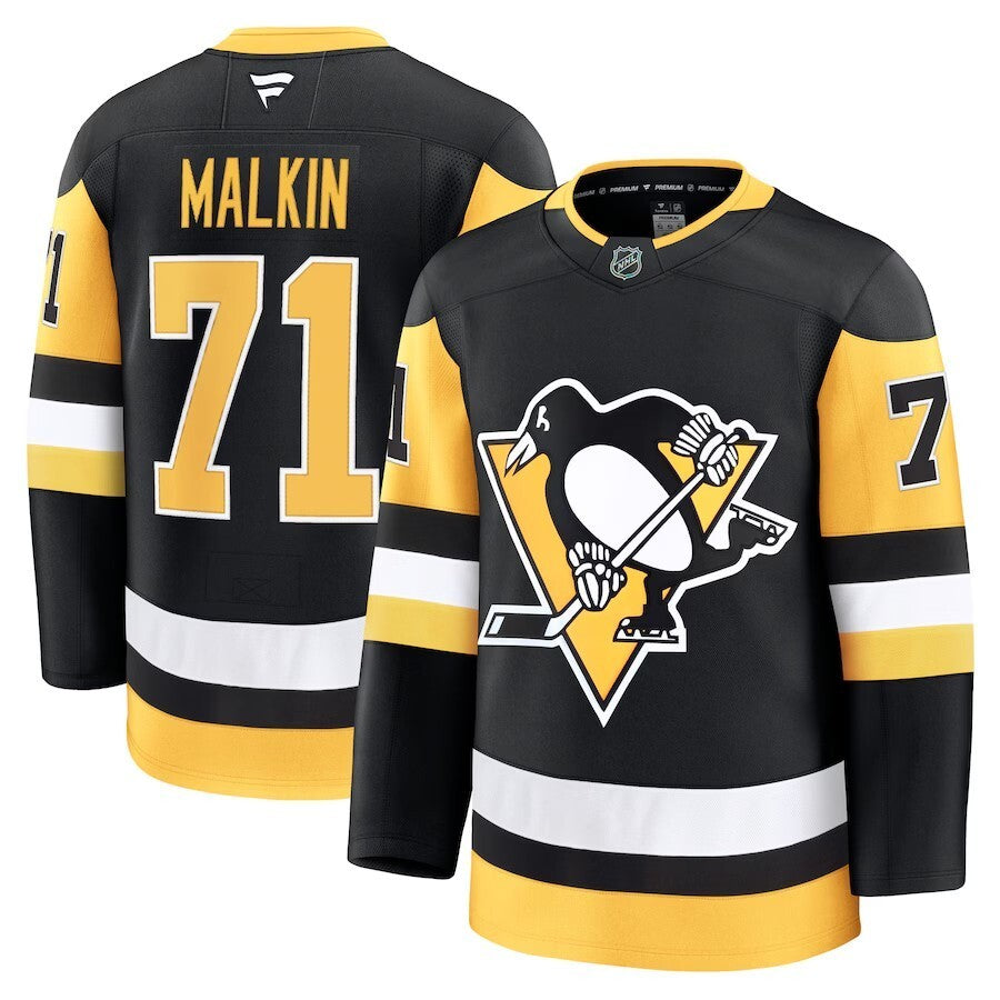 Pittsburgh Penguins #71 Evgeni Malkin Home Premium Jersey - Black Hockey Jersey hockey jersey product view 1
