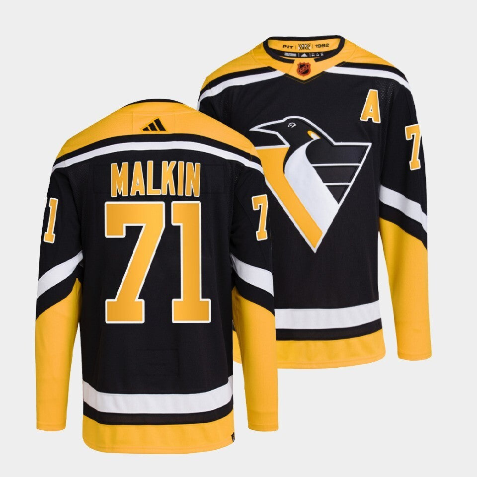 Pittsburgh Penguins #71 evgeni-malkin-black-2022reverse-retro-2.0-authentic-primegreen-jersey hockey jersey product view 1
