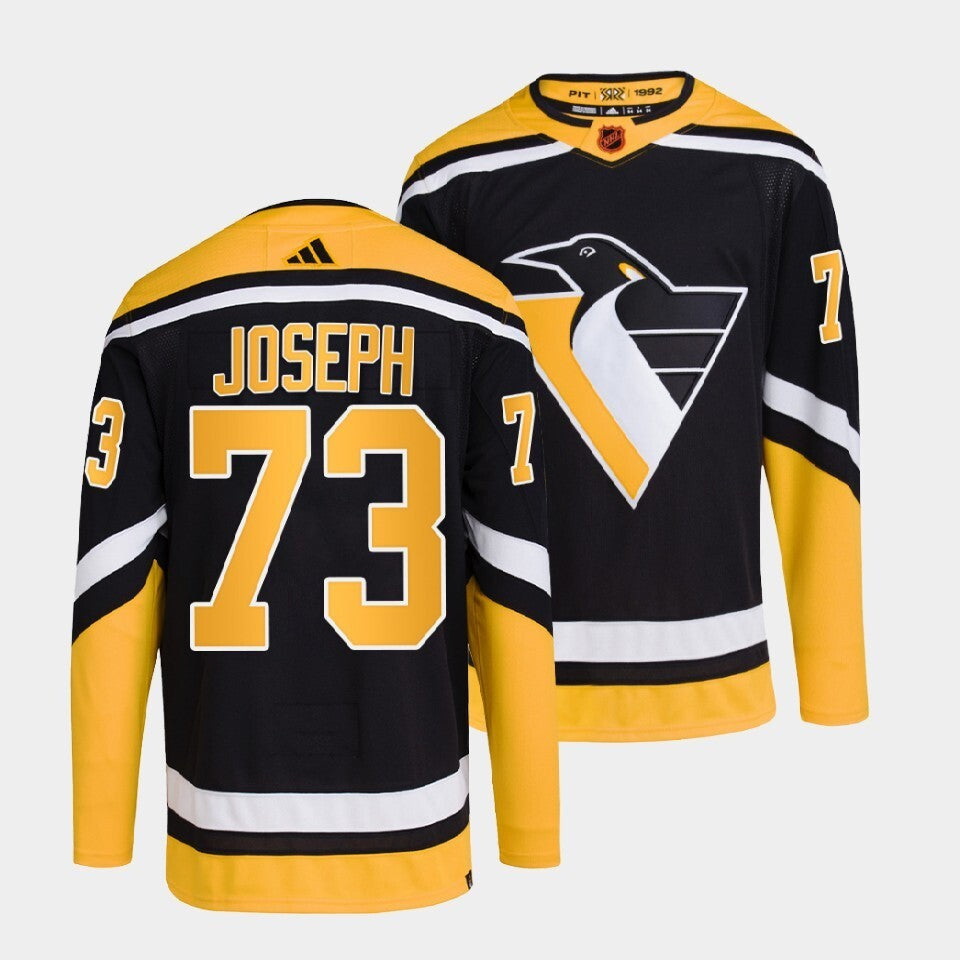 Pittsburgh Penguins #73 pierre-olivier-joseph-black-2022reverse-retro-2.0-authentic-primegreen-jersey hockey jersey product view 1