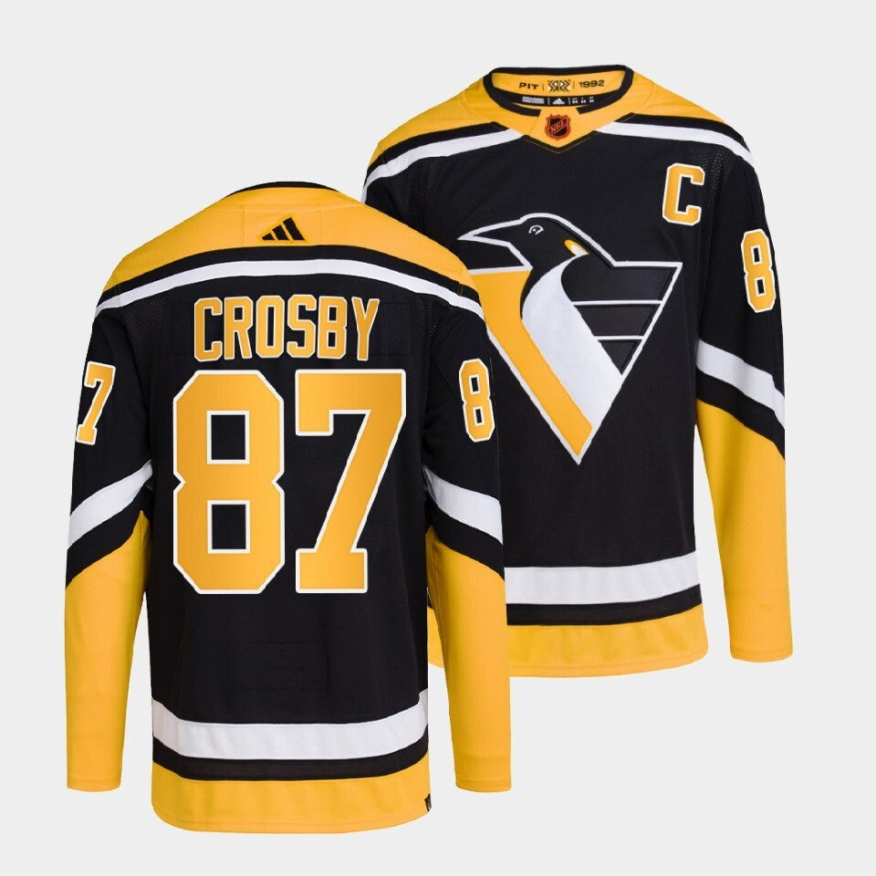 Pittsburgh Penguins #87 sidney-crosby-black-2022reverse-retro-2.0-authentic-primegreen-jersey hockey jersey product view 1