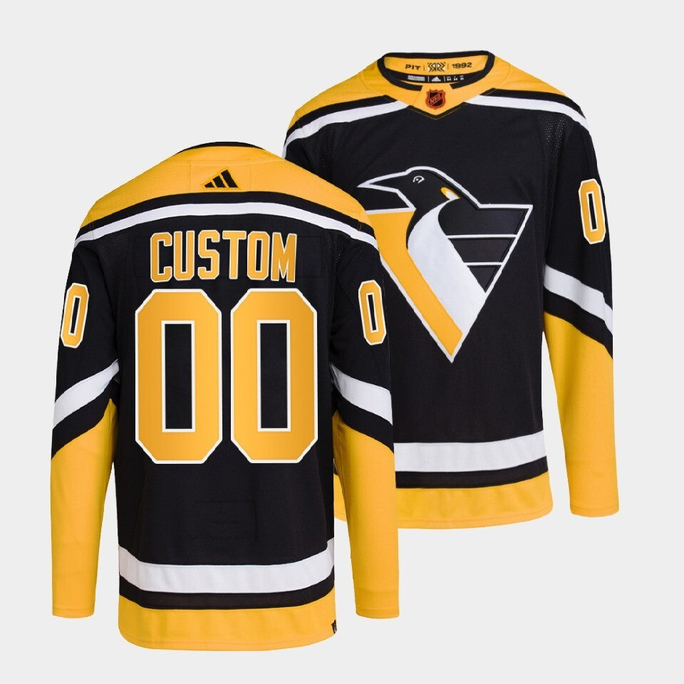 Pittsburgh Penguins #custom-black-2022reverse-retro-2.0-authentic-primegreen-jersey Hockey Jersey hockey jersey product view 1