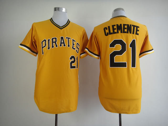 Pittsburgh Pirates #21 Pirates 21 Yellow Retro Style 1 Baseball Jersey baseball jersey product view 1
