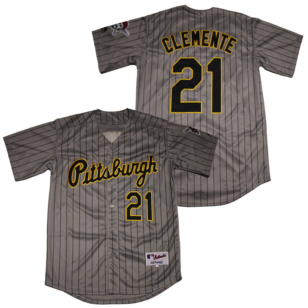 Pittsburgh Pirates #21 Roberto Clemente Pirates 21 Gray Black Inverted Baseball Jersey baseball jersey product view 1
