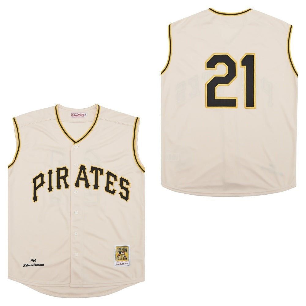 Pittsburgh Pirates #21 Roberto Clemente Pirates 21 Off-White Baseball Jersey baseball jersey product view 1