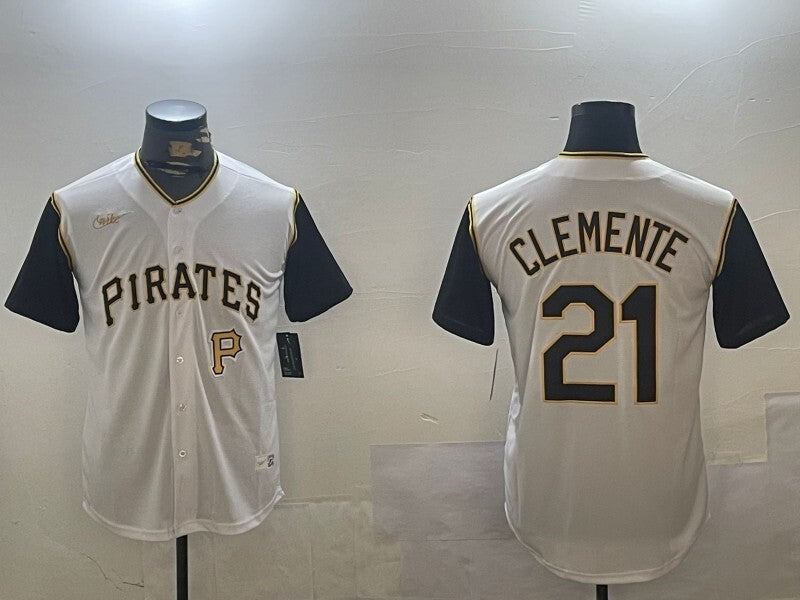 Pittsburgh Pirates #21 Roberto Clemente Pirates Retro Adult Style 7 Baseball Jersey baseball jersey product view 1