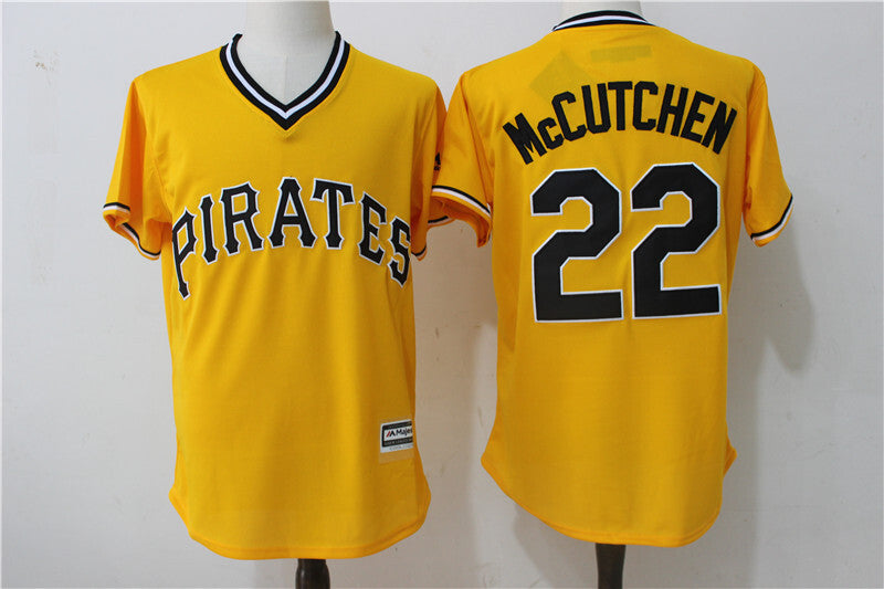 Pittsburgh Pirates #22 Andrew McCutchen Yellow Retro Fan Baseball Jersey baseball jersey product view 1