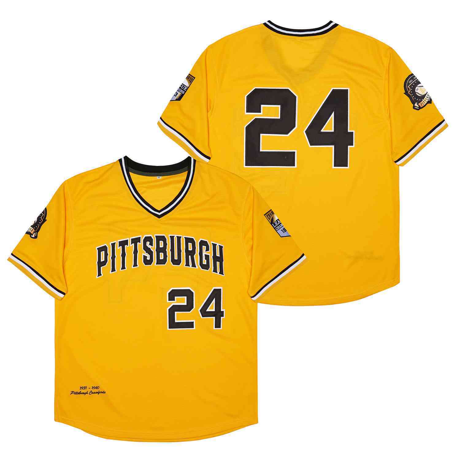 Pittsburgh Pirates #24 Barry Bonds Pirates 24 Yellow Black Baseball Jersey baseball jersey product view 1