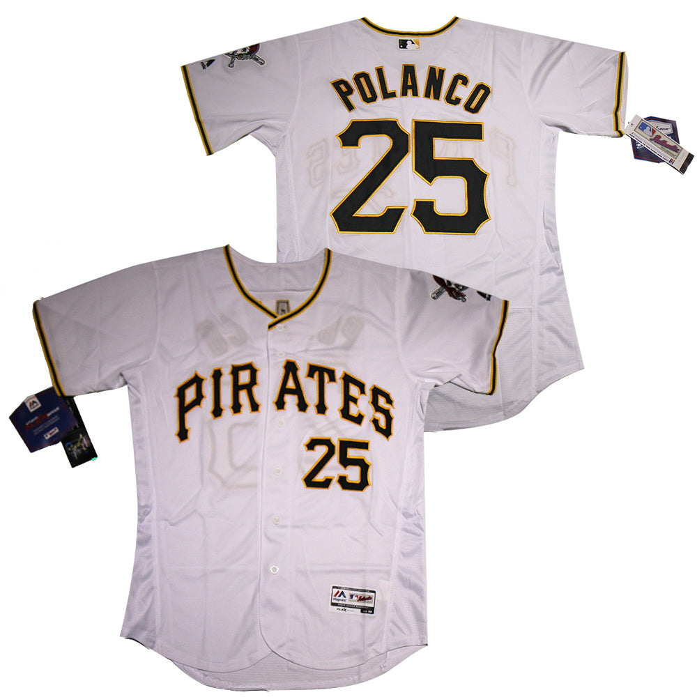 Pittsburgh Pirates #25 Polanco Pirates 25 White Elite Baseball Jersey baseball jersey product view 1