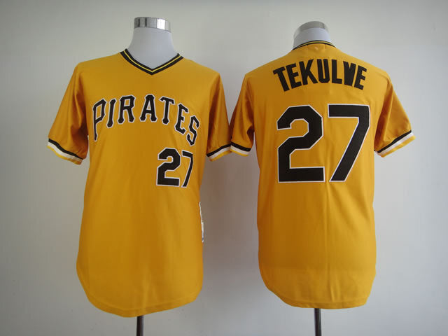 Pittsburgh Pirates #27 Pirates 27 Yellow Retro Style 1 Baseball Jersey baseball jersey product view 1