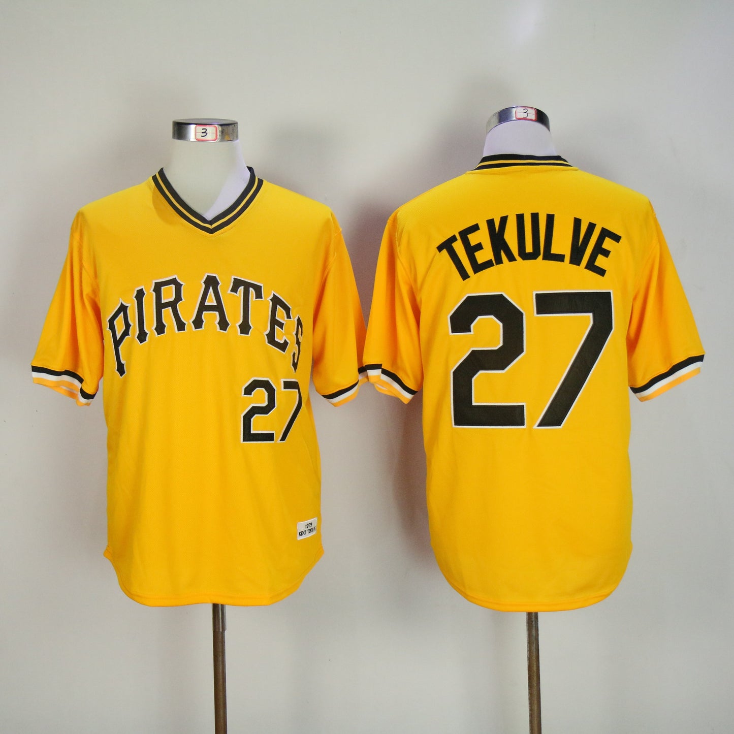 Pittsburgh Pirates #27 Pirates 27 Yellow Retro Style 2 Baseball Jersey baseball jersey product view 1