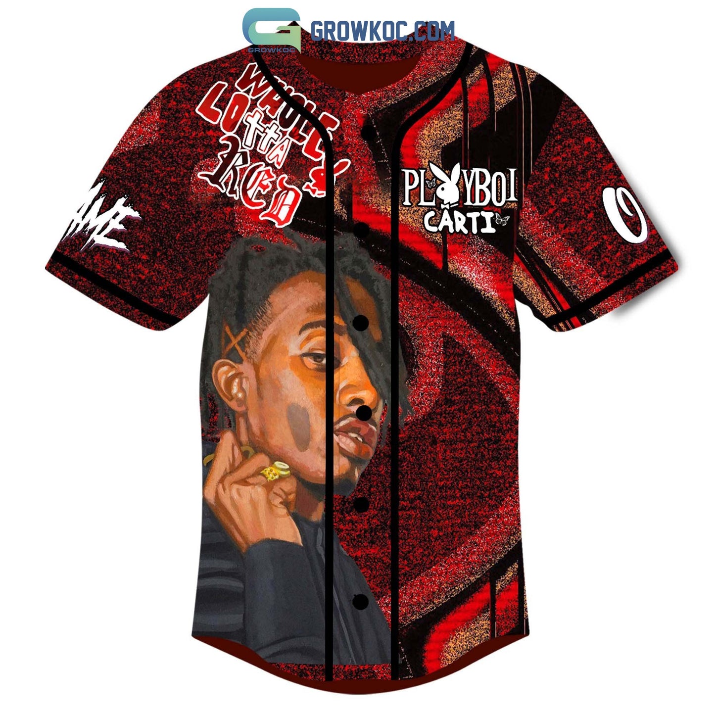 Playboi Carti I’m Go High Man I Can’t Even Feel Shit Personalized Baseball Jersey baseball jersey product view 2