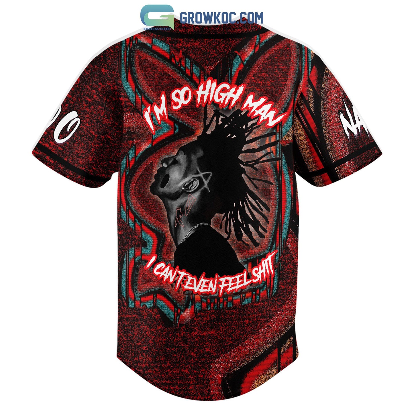 Playboi Carti I’m Go High Man I Can’t Even Feel Shit Personalized Baseball Jersey baseball jersey product view 3