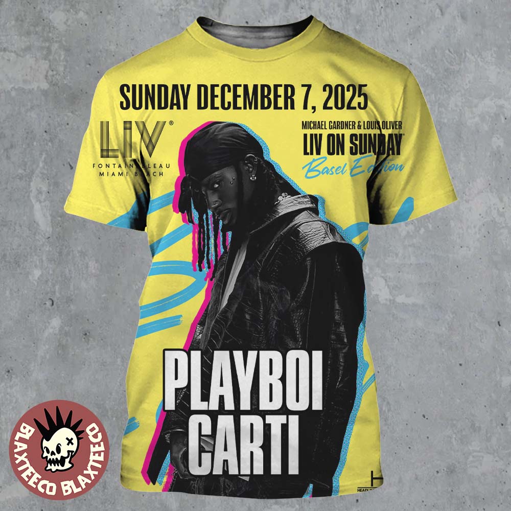 Playboi Carti Live At LIV Miami On December 7 2025 Basel Edition All Over Print Shirt Unisex T-shirt, Sweatshirt, Hoodie, Long Sleeve Tee - T-Shirt, Sweatshirt, Hoodie