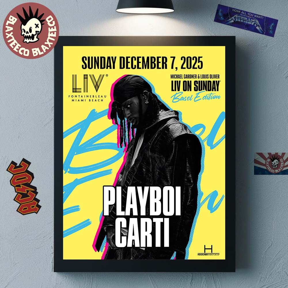 Playboi Carti Live At LIV Miami On December 7 2025 Basel Edition Home Decor Poster Canvas Unisex T-shirt, Sweatshirt, Hoodie, Long Sleeve Tee - T-Shirt, Sweatshirt, Hoodie