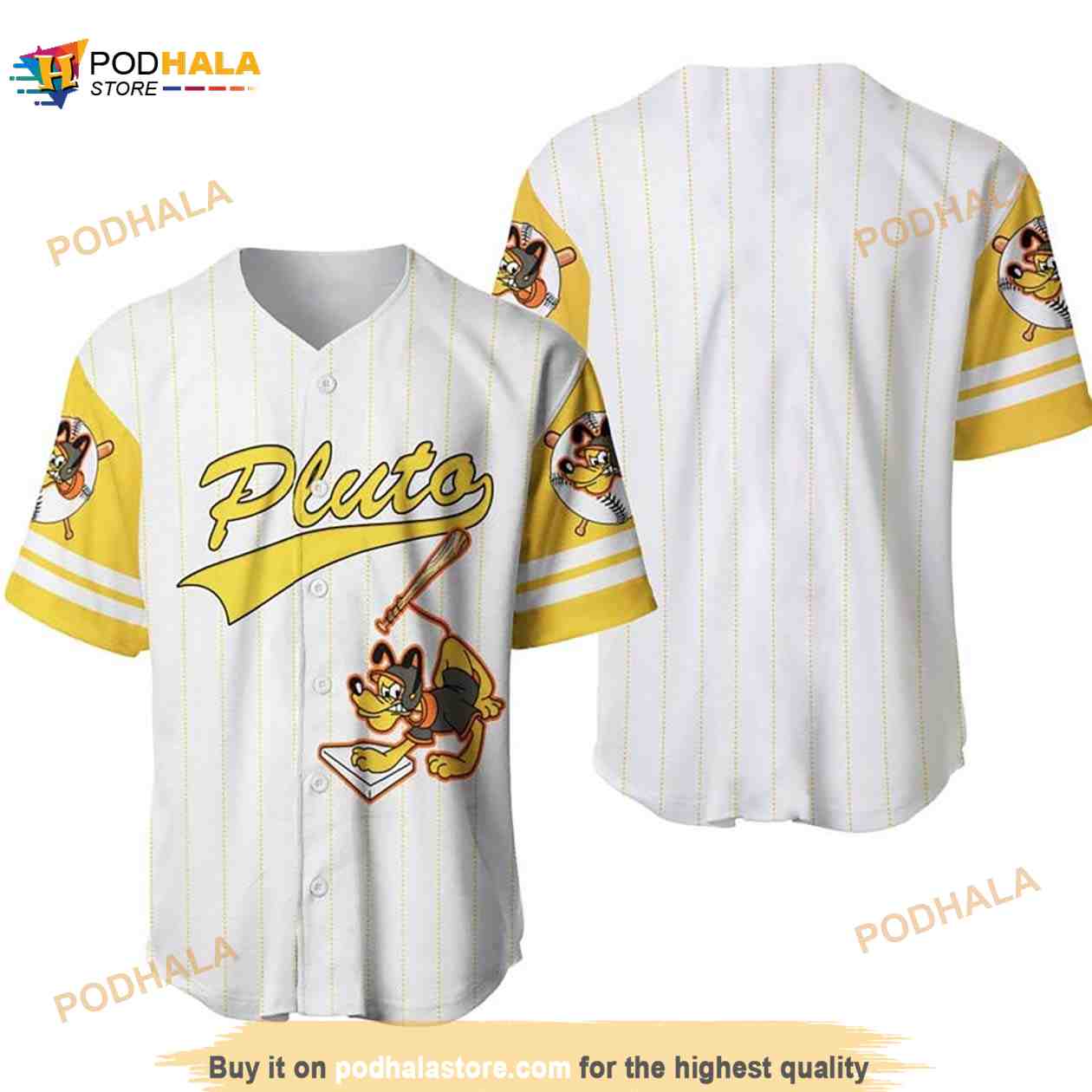 Pluto Dog All Over Print Pinstripe 3D Baseball Jersey baseball jersey product view 1