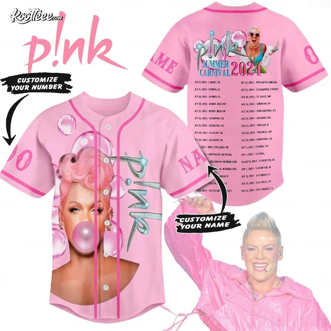 P!nk Summer Carnival 2024 Custom Baseball Jersey baseball jersey product view 1