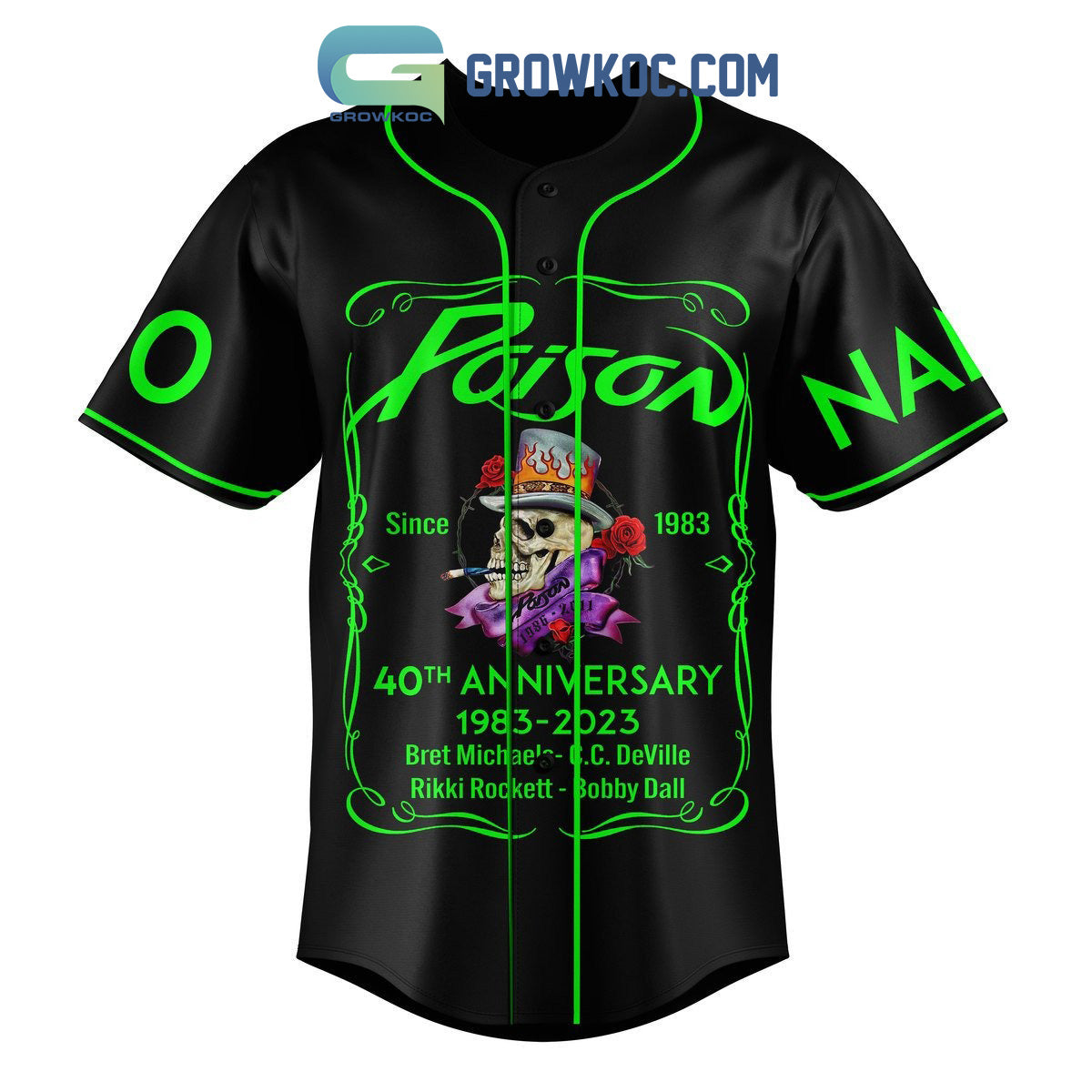 Poison 40th Anniversary 1983 2023 Memories Personalized Baseball Jersey baseball jersey product view 1
