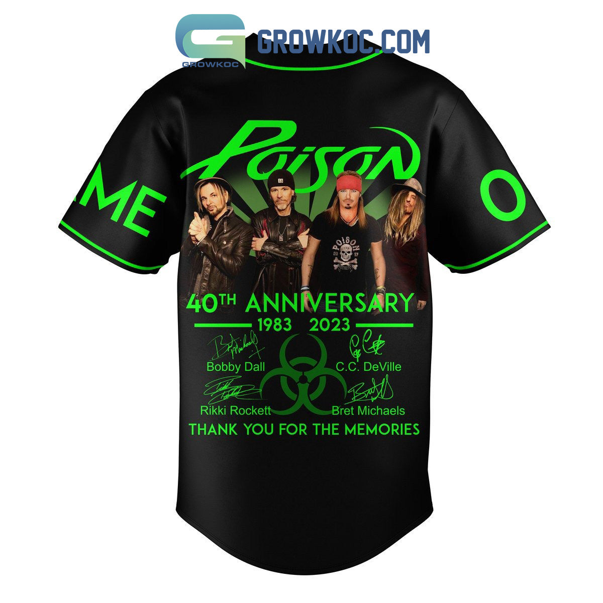 Poison 40th Anniversary 1983 2023 Memories Personalized Baseball Jersey baseball jersey product view 3