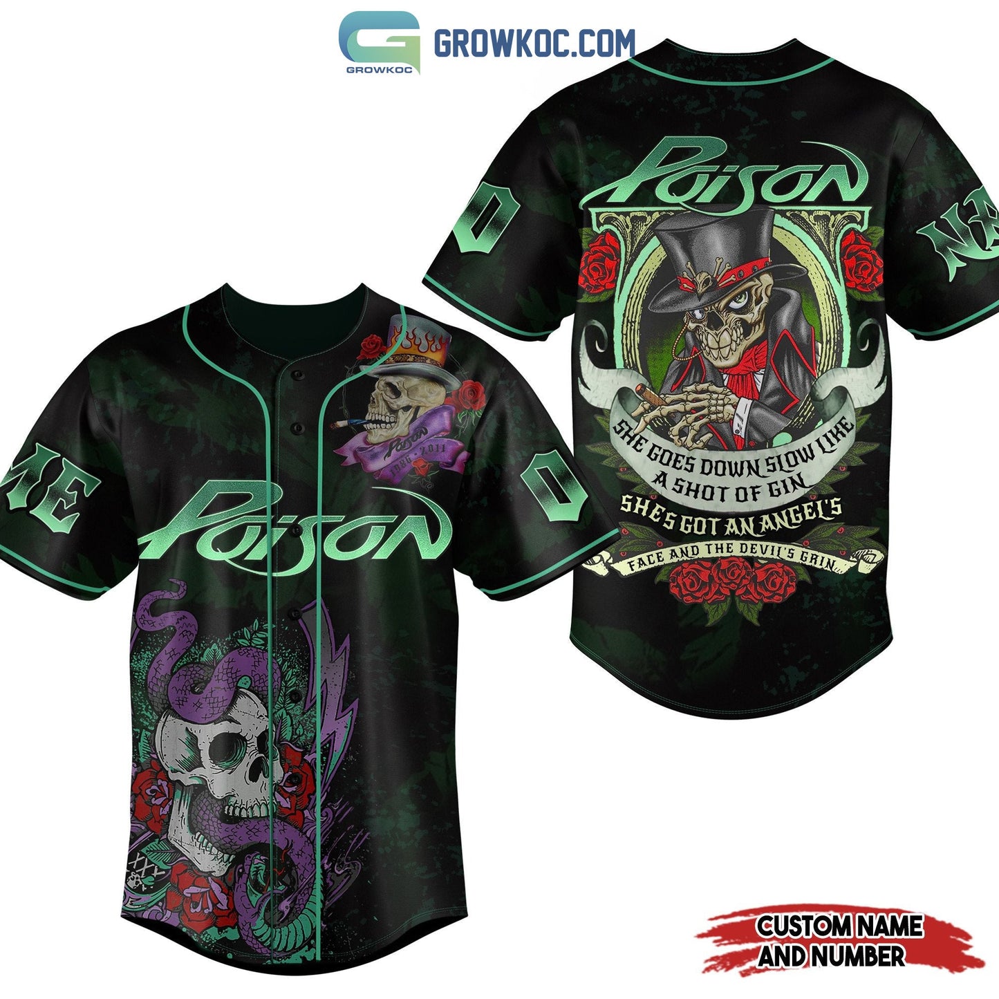 Poison She Goes Down Slow Like A Shot Of Gin Personalized Baseball Jersey baseball jersey product view 1