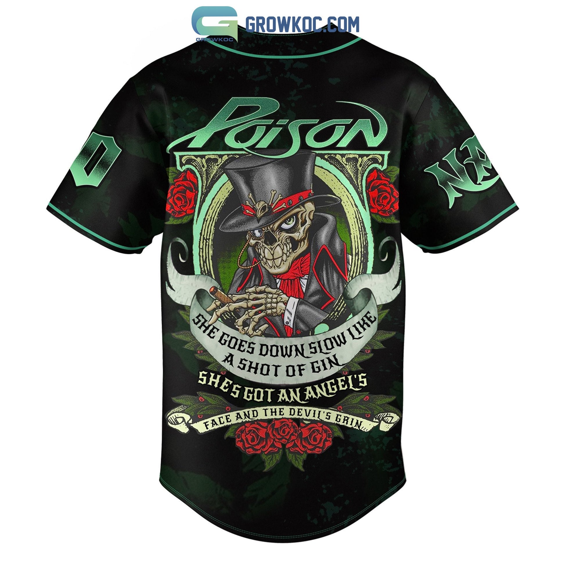 Poison She Goes Down Slow Like A Shot Of Gin Personalized Baseball Jersey baseball jersey product view 3