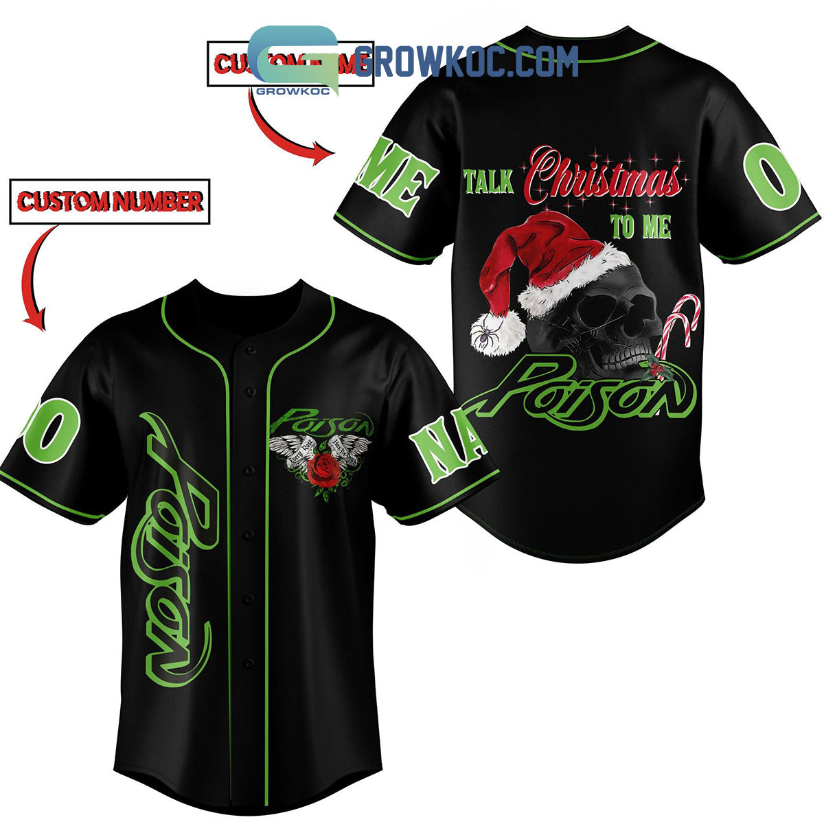 Poison Talk Christmas To Me Personalized Baseball Jersey baseball jersey product view 1