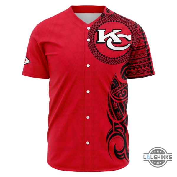 Polynesian Kansas City Chiefs Baseball Jersey Shirt baseball jersey product view 1