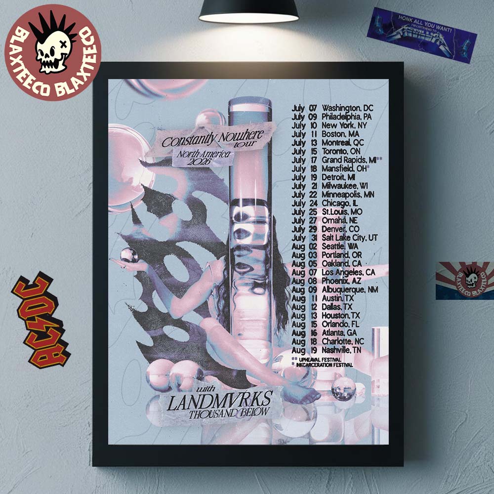 Poppy Constantly Nowhere North America Tour 2026 City Dates Home Decor Poster Canvas Unisex T-shirt, Sweatshirt, Hoodie, Long Sleeve Tee - T-Shirt, Sweatshirt, Hoodie