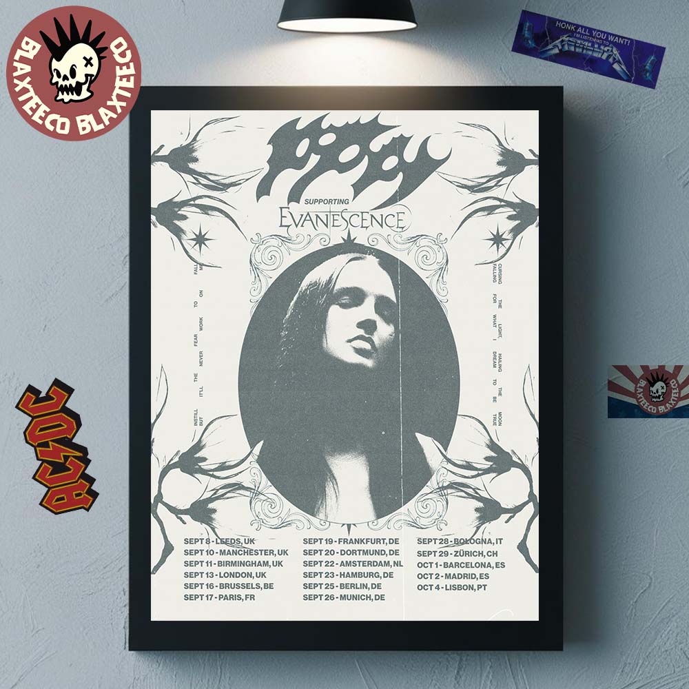 Poppy EU And UK Tour 2026 With Supporting Evanescence Schedule Dates List Wall Decor Poster Canvas - T-Shirt, Sweatshirt, Hoodie
