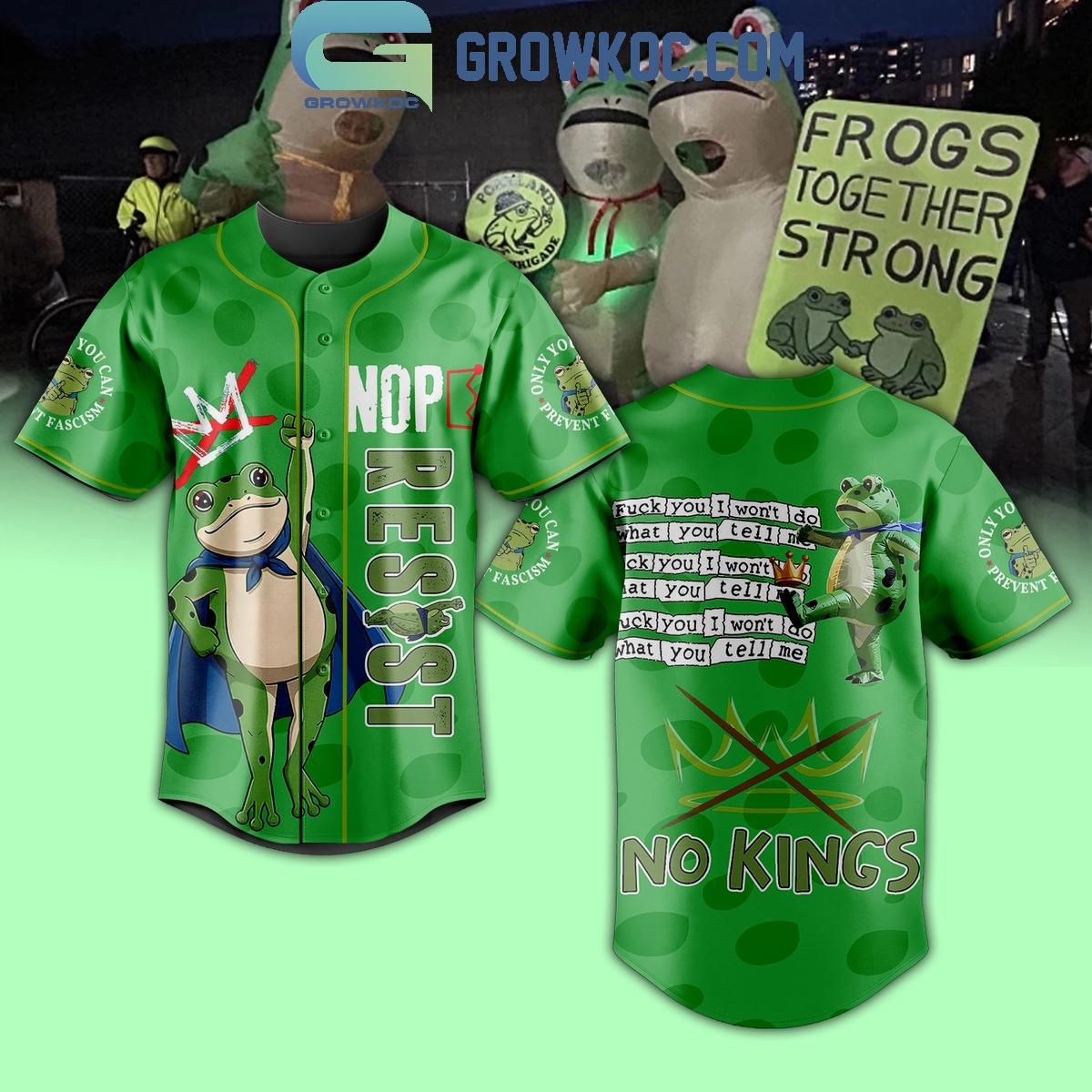 Portland Frog Resist No King Baseball Jersey baseball jersey product view 1